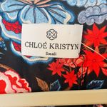 NWT Chloe Kristyn Fallon Black/Red/Blue Floral Dress Size Small Photo 2