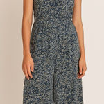 J.Jill Blue Floral Sleeveless Shirt Dress Women's Size Small Rayon Ruffle Hem Photo 0