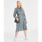 ON 34TH Floral Print Long Sleeve Midi‎ Dress Women's Plus Size 2XL XXL Black Photo 1