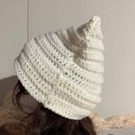 Handmade White Cat Beanie Hat Photo 4