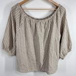 Sanctuary Linen Blend Striped Blouse Balloon Sleeve Lightweight Top Boxy Size L Photo 2