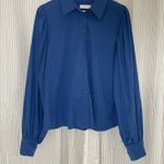 Ramy Brook  Women's Large Poplin Blue Long Sleeve Collard Button Down Shirt Photo 0