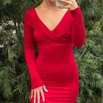 Forever 21 Red mini v-neck bodycon dress sz 2  Photo 0