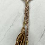 Chico's Beaded Braided Gold Linear Tassel Boho Y Necklace β¨ Photo 1