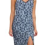 Cynthia Steffe Blue Chambray Denim Floral Lace Sweetheart Midi Dress Size 2 Photo 1