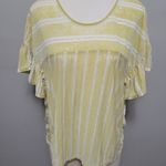 Lucky Brand  yellow ruffle striped burnout top size small Photo 2