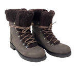 UGG  Fraser Exposed Fur Stout Water-resistant Leather Combat Boots Size 7.5 Women Photo 1