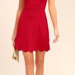 Lulus Lulu’s Scalloped Red Dress Photo 0