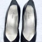 ROS HOMMERSON H36070 Womens Black Leather Snakeskin Wedge Dress Mules Shoes 7.5M Size 7.5 Photo 2