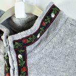 Susan Graver QVC Polar Fleece Vest Grey Floral Medium Trim Cozy Soft NWT New Photo 2