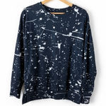Paint Splatter Print Lightweight Long Sleeve Sweatshirt Blue Size M Photo 0