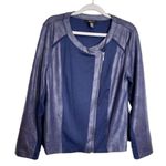 Style & Co . Jacket Side Zip Motto Women’s Blue Size Large Long Sleeve Photo 0