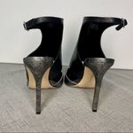 BCBGeneration  Black Leather Chaser Pewter Stiletto Heel Sexy High Heels 7.5 NWT Photo 3