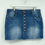 Indigo Rein Denim Button Up Distressed Mini Skirt Size 15 Photo 1