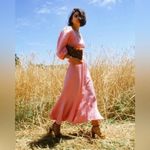 Loeffler Randall  NWT Linen Carmina Curve Seam‎ Long Sleeve Dress Bubblegum Pink Photo 1