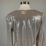 Betsy and Adam Women's Cocktail Dress Size 8 Silver Sequined Fit and Flare Mini Photo 6
