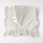 idem Ditto  Sheer White Floral Deep V-Neck Blouse Size M Lace Coquette Romantic‎ Photo 2