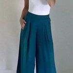 Athleta Playa Linen Wide Crop Pant in Borealis Green Size 0 Retail $89 Photo 2