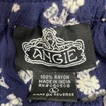 Angie  Women’s Boho Floral Print Navy Blue White Drawstring Pull On Pants Photo 7