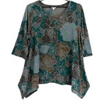Avenue  Floral Asymmetric Womens Top Sz 26/28 Cottagecore Boho Lagenlook Earthy Photo 0