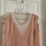 Maison Jules Peach/Cream Lace Accent Blouse Medium Photo 5