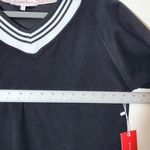 Rampage  Cropped Black V-Neck Varsity Sweatshirt Size Large NWT Photo 3