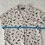 Primark Short Sleeved Blouse Top Shirt Ivory and Black Paint Brush Graphic Photo 7