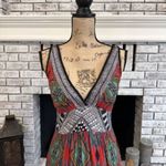 Angie  Abstract Tank Bohemian Boho Maxi Sun Dress Black‎ Red Medium Southwestern Photo 4