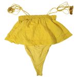 Free People Free‎ People Layered Ruffle Thong Bodysuit Golden Yellow XS Photo 3