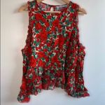 ZARA red flowers daisy print blouse shirt tee top long sleeve off shoulders sz s Photo 1