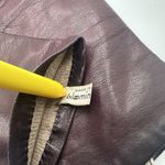 Size 6 1/2 Bloomingdale's Maroon Leather Gloves with Cashmere Lining Italy Brown Photo 4