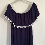 Cider NWT Off Shoulder Pom Pom Ruffle Dress Navy Blue XL Photo 2