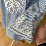 GRETCHEN SCOTT Embroidered Pinstripe Tunic The Reef Blue Size M Size M Photo 4