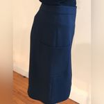 Brooks Brothers Navy Blue Big Pockets Skirt Zipper Back SZ 8 Split In Front. Photo 2