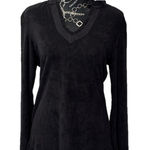 Joe Boxer  Black Terry‎ Cloth Vee Neck Hoodie Size Woman's Small Photo 0