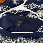 R & K  Women's Navy White Puff Print Short Sleeve Boatneck Shift Dress Size 10 Photo 4