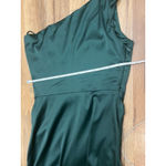 Lulus   Sereno Green  Satin Cowl Neck Asymmetrical‎ Midi Dress Sz Small Photo 8