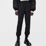 ZARA New Black Joggers Track Pants Sweatpants With Faux Leather Drawstrings Photo 1