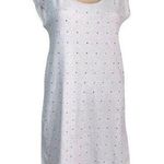 Banana Republic  Womens T Shirt Dress Studded Pullover Cream Silver Small Photo 0