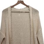 Free People Wouldn't Knit Be Nice LongLine Ivory open front Cardigan L Photo 4