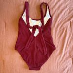 Kona Sol Crinkle Ribbed Scoop Tie Back Swimsuit in Burgundy Red Size Medium NWT Photo 6