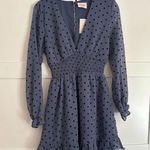 Showpo  Pretty As You Long Sleeve Mini Dress Blue Polka Dot Photo 1