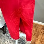 Anthropologie Maeve Red Bow Embroidered Midi Pencil Skirt Size M Photo 5