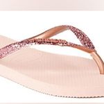 Havaianas Ballet Rose Slim Glitter Flip Flops Women's 7/8 Sandals Beach Summer Photo 4