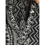 Chico's  Black/White Aztec Chiffon 3/4 Balloon Sleeves Blouse Sz 2 Beaded V‎ Neck Photo 4