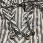 Adrienne Vittadini  White Grey & Silver Striped Blouse BRAND NEW W/Tags Photo 10