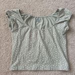 Brandy Melville Green Fitted Ruffled Cap Sleeve Blouse Photo 1