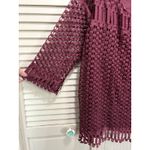Crochet Burgundy Blouse 3/4 Sleeve Scoop Neck‎ Size XXL Lined Boho Trending Red Photo 2