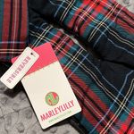 MarleyLilly reversible quilted scarf embroidered LINDA in scarf plaid and gray Photo 4