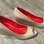 Chinese Laundry EUC peep toe patten leather taupe pumps with 3” heels Photo 0